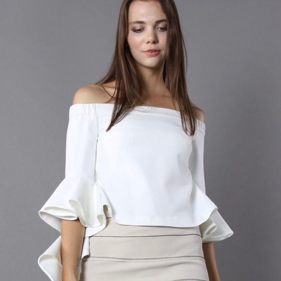 NWT CHICWISH Ethereal Frilling Off-Shoulder Top In Pink - Picture 5 of 9